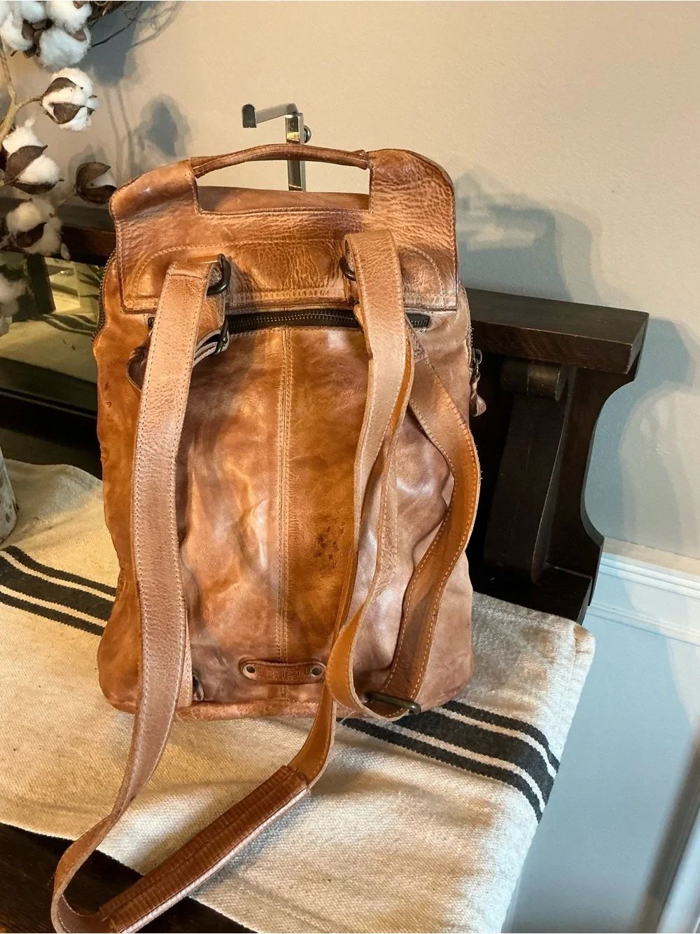 NWOT Bed Stu Patsy Convertible 4 Way Leather Backpack Tan Rustic Retail $335